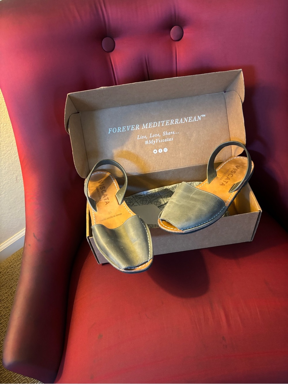 VISCATA Grey Leather Menorca Sandals